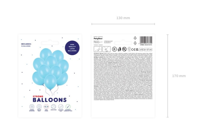 Balony Strong 27cm Pastel Baby Blue 10szt SB12P-011-10 PartyDeco